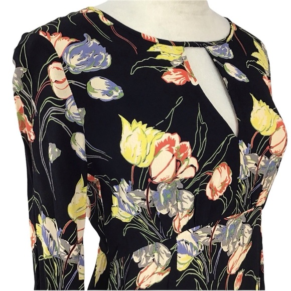 Bytimo Trailing Flowers Black Floral Long Sleeve Dress Size XS NEW - Picture 5 of 15